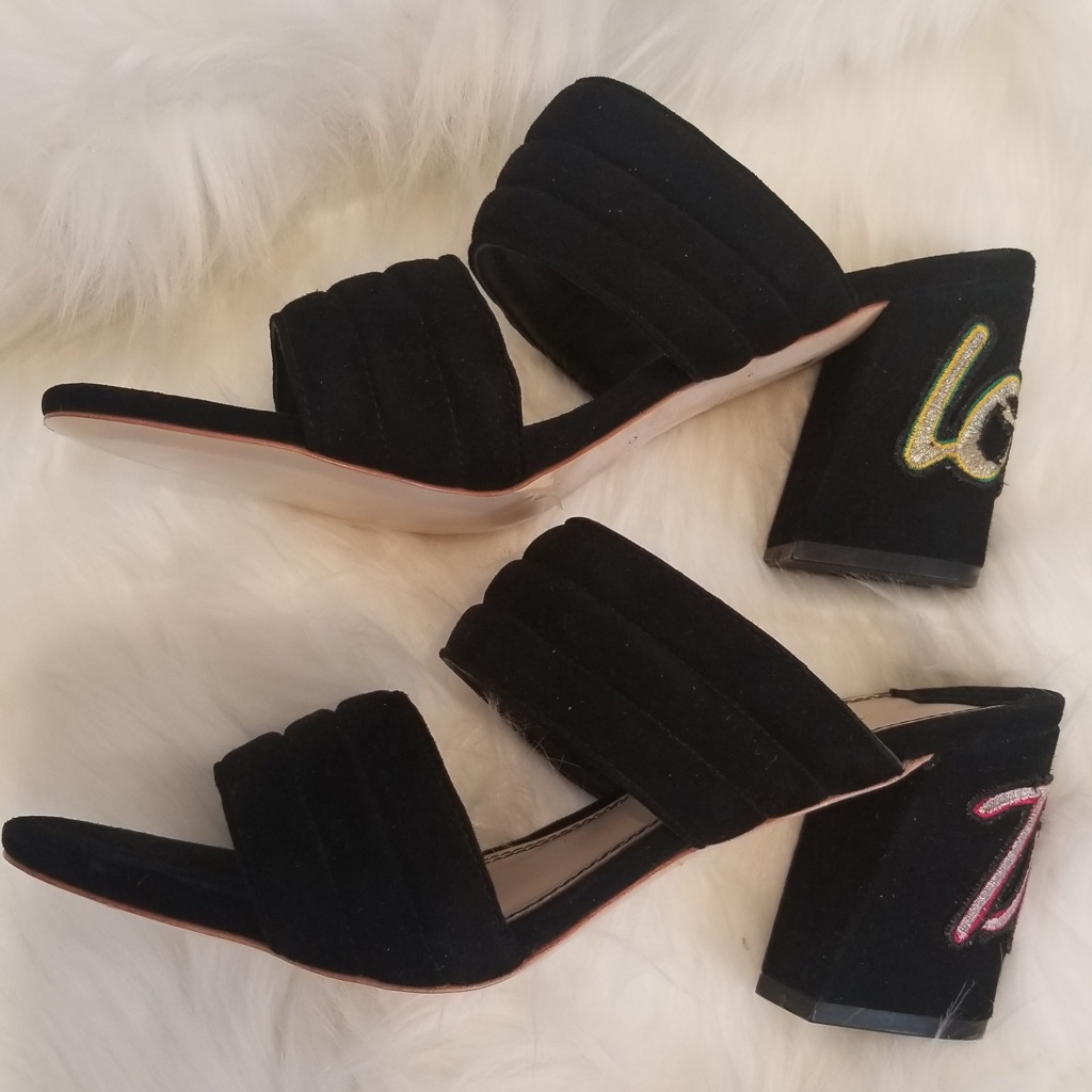 Sandro Nib True Love Velvet Chunky Heels Sz 9